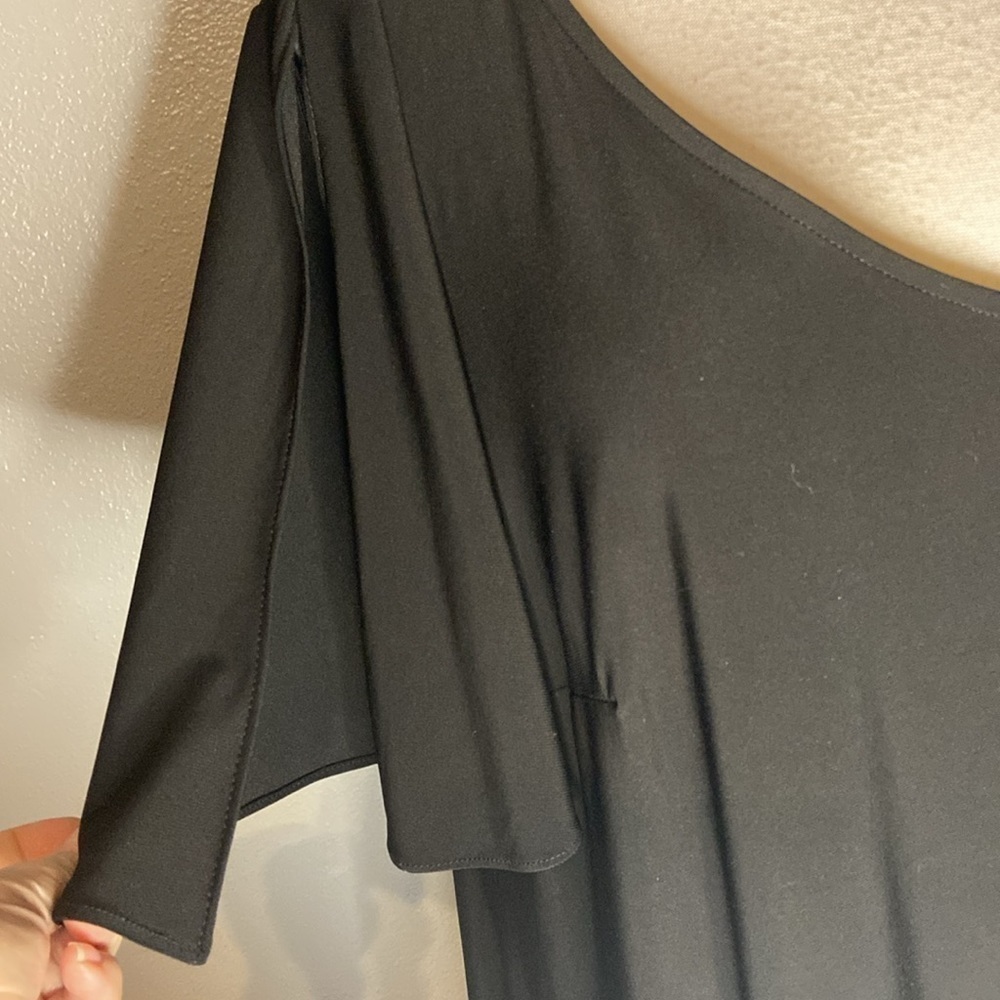 Roz & Ali Black Dress Split Short Sleeves Beaded Pull On Style Woman 1X - Picture 4 of 10